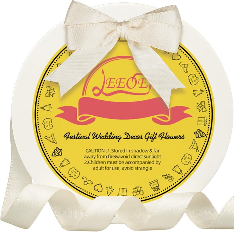 LEEQE Double Face Ivory/Antique White Satin Ribbon 5/8 inch X 50 Yards Polyester Ivory Ribbon for Gift Wrapping Very Suitable for Weddings Party Invitation Decorations and More - Image 2